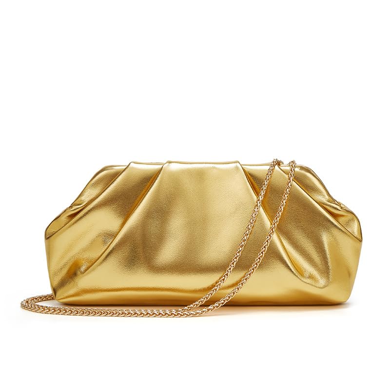 Clutch for Women, Vegan Leather Evening Purse, Soft Pleated PU Clutch Bag for Proms Parties
